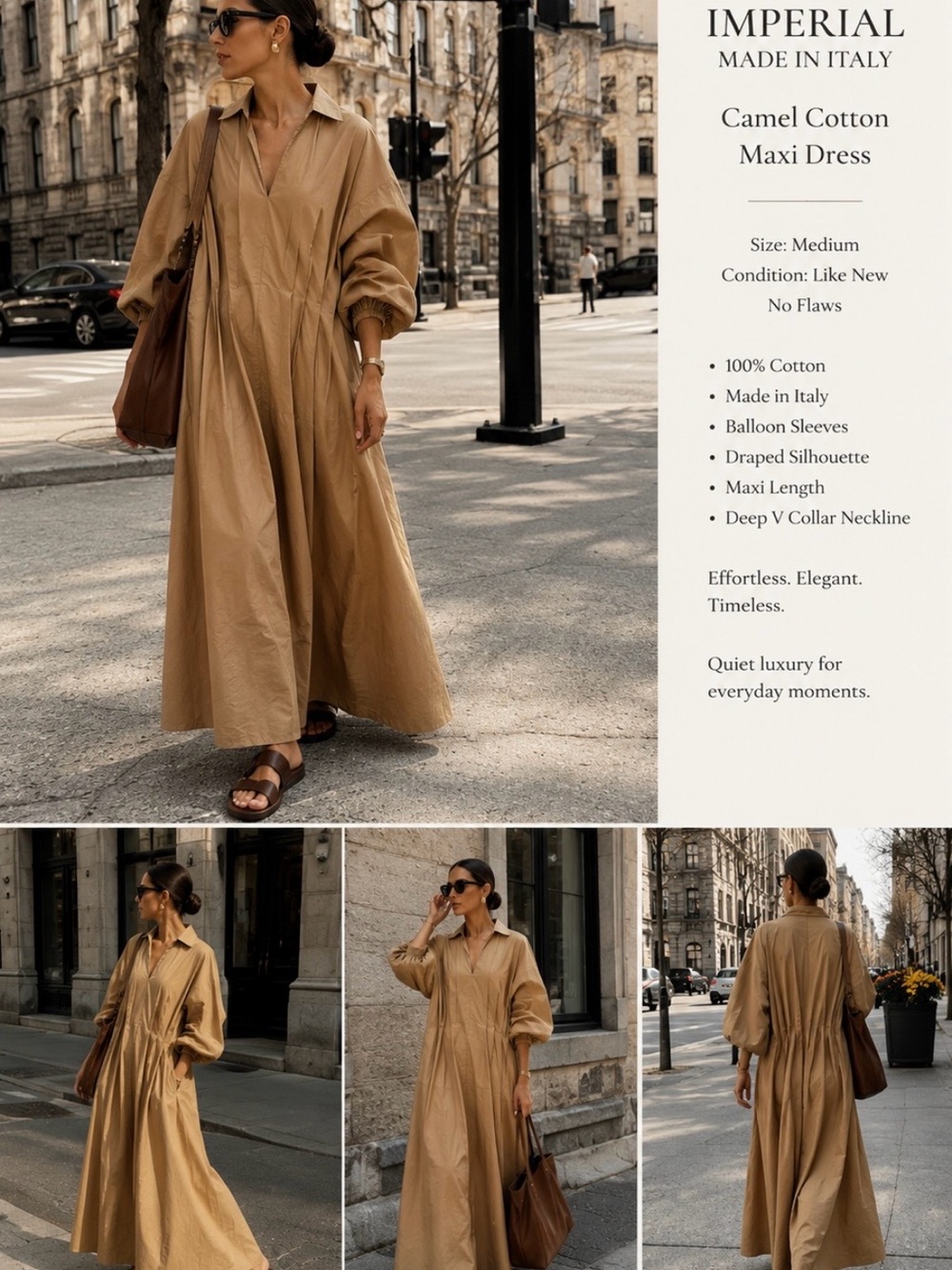 Impérial Classic Taupe Maxi Dress with Dolman Sleeve - Medium